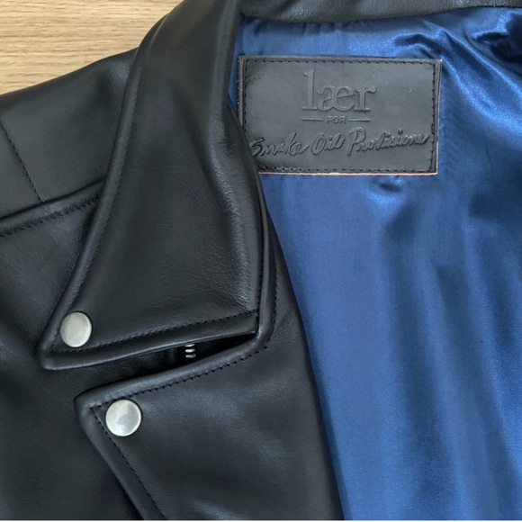 LÆR BRAND LÆR X SOP MODIFIED CLASSIC MOTO BLACK LEATHER JACKET XL NWOT - Picture 2 of 5